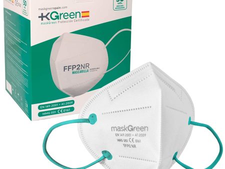 +Kgreen Maskgreen - Mascarilla FFP2 Homologada - Caja 50 Mascarillas de protección CE - Fabricadas en España. - Libres de Grafeno - Normativa UNE-EN 149:2001 + A1:2009 - Mask Green Embalaje Deteriorado Supply