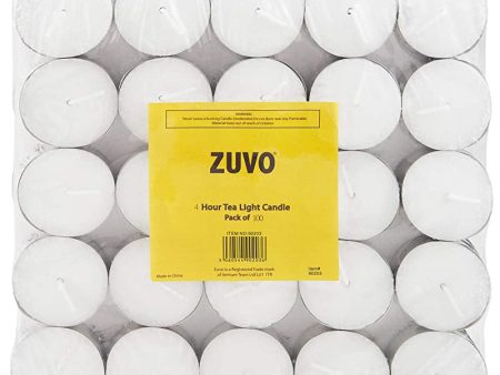 Zuvo Velas de té de 4 horas de combustión, color blanco sin aroma, paquete de 100 unidades Embalaje Deteriorado Discount