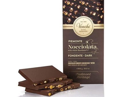 Venchi Maxi Barrita de Chocolate Negro 56% con Avellanas Enteras del Piamonte Sin Gluten, 800g For Cheap