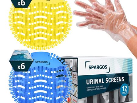 (Paquete de 12) Spargos Rejillas Urinario Desodorante Brisa oceánica (6) Limón (6) Protección Contra el Olor Anti Salpicadura Por Aseos en la Oficina del Baño Estadios Escuelas con Guantes Gratis Embalaje Deteriorado Online