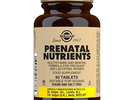 Solgar Nutrientes Prenatales Para Embarazo Y Lactancia - Comprimidos, Multicolor, 60 tabletas, Vanilla Embalaje Deteriorado Cheap