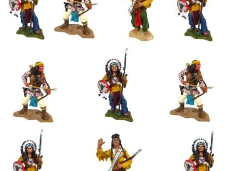 - Lote de 10 Figuras de Indios Americanos: Géronimo, Sitting Bull, Chief Joseph, en Metal, 6cms (LI5) Embalaje Deteriorado For Cheap