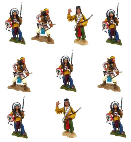 - Lote de 10 Figuras de Indios Americanos: Géronimo, Sitting Bull, Chief Joseph, en Metal, 6cms (LI5) Embalaje Deteriorado For Cheap